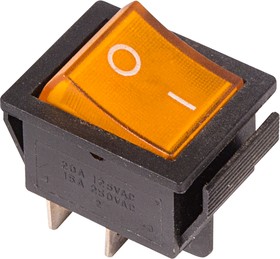 Фото 1/5 36-2333, Выключатель клавишный 250V 16А (4с) ON-OFF желтый с подсветкой (RWB-502, SC-767, IRS-201-1)