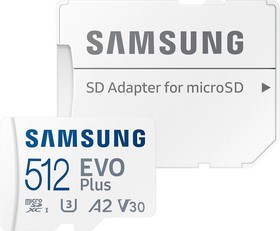 Фото 1/10 Флеш карта microSDXC 512GB Samsung MB-MC512KA EVO PLUS + adapter