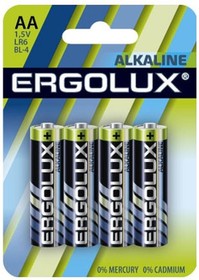 Фото 1/7 Ergolux LR6 Alkaline BL-4 (LR6 BL-4, батарейка,1.5В) (4 шт. в уп-ке)