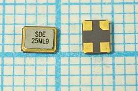 Кварцевый резонатор 25000 кГц, корпус SMD03225C4, нагрузочная емкость 9 пФ, точность настройки 10 ppm, стабильность частоты 30/-40~85C ppm/C