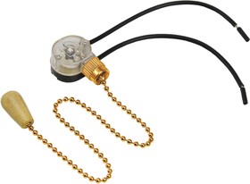 32-0104-1, Выключатель для настенного светильника c проводом и деревянным наконечником «Gold», индивидуальная у