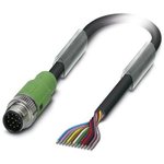 1554791, Male 12 way M12 to Sensor Actuator Cable, 5m