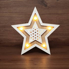 Фото 1/9 504-027, Деревянная фигура с подсветкой Звезда двойная 30х4х30 см