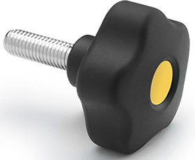 169971-C9 Black Hex Clamping Knob, M10, Threaded Stud