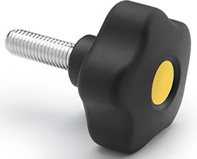 169973-C9 Black Hex Clamping Knob, M10, Threaded Stud