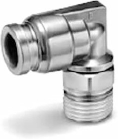 KQG2L04-02S, KQG2 Series Elbow Threaded Adaptor, R 1/4 Male to Push In 4 mm, Threaded-to-Tube Connection Style