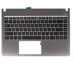 Клавиатура (топ-панель) для ноутбука Asus U47 черная с серебристым топкейсом и ...