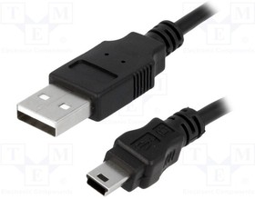 CU0015, Кабель USB 2.0 вилка USB A,вилка mini USB B никелированные