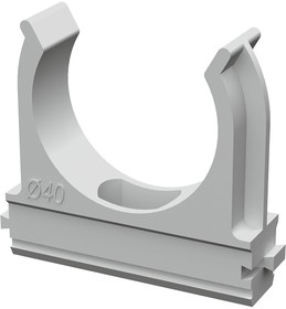 Крепёж-клипса для труб d40 мм безгалогенная (HF) атмосферостойкая серая (15шт/300шт уп/кор) Промрукав