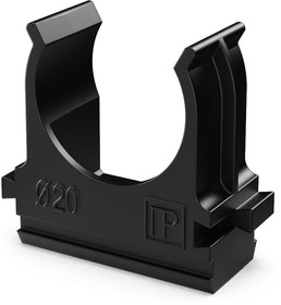 Фото 1/6 Крепёж-клипса для труб Полистирол чёрная d20 мм в малой упаковке (10шт/1000шт уп/кор) Промрукав