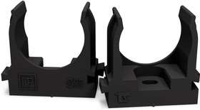 Крепеж-клипса для труб для прямого монтажа чёрная в гофроящике d25 мм (900шт/кор) Промрукав