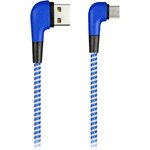 Дата-кабель Smartbuy MicroUSB SOCKS L-TYPE, синий, 2 А, 1 м (iK-12NSL blue)/100