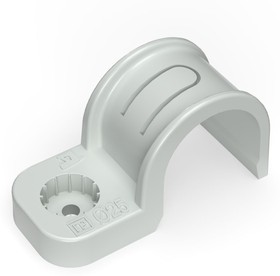 Фото 1/8 Крепеж-скоба пластиковая односторонняя для прямого монтажа атмосферостойкая серая в п/э d25 мм (50шт/450шт уп/кор) Промрукав