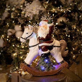 Фото 1/10 505-012, Керамическая фигурка Дед Мороз на коне 35х15х39,8 см