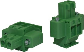 Разъём KLR15GKAM-3.5-02P 2P/7A/320V/1.5mm2/ RM3.5mm/Зелёный (НУ=50шт)