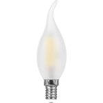 38009, Лампа светодиодная LED 11вт Е14 теплый матовая свеча на ветру FILAMENT