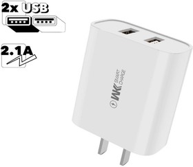 Блок питания (сетевой адаптер) WK Speed WP-U105 2xUSB, 2.1А белый