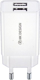 Блок питания (сетевой адаптер) WK WP-U119 2xUSB, 2А белый