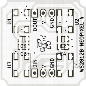 Печатная плата neopixel_4, Печатная плата с разводкой, FR4 25.4х25.4мм (1.5мм, 18мкм)