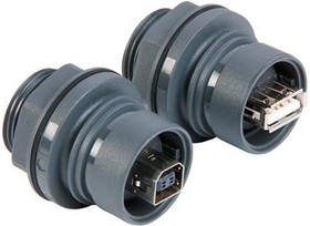 Фото 1/4 Panel-mount connector, USB 2.0 A, IP 68, PC/PBT