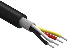 30-00490, Multi-Conductor Cable Spiral High Density Polyethylene 4Conductors 32AWG 2.65mm 150V Black