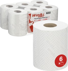Фото 1/7 6222, WypAll Rolled White Paper Towel, 380mm, 430 x 6 Sheets