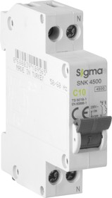 Автоматические выключатели 1P+N 10A 4.5kA, SIGMA ELEKTRIK