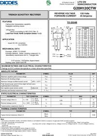 Diodes Inc 120V Rectifier & Schottky Diode, JEDEC TO-220AB G20H120CTW ...