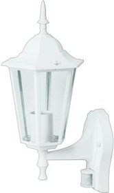 VT-751 7071, Lantern Wall Light with PIR, White, E27, IP44