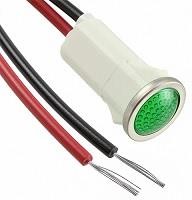Фото 1/2 1092D5-12V, PMI RND .5" LED Green SemiDome 12V Wire