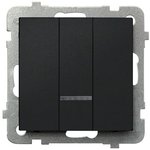 Ospel Sonata Черный металлик Выключатель 3-клавишный с подсветкой, без рамки