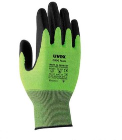 60494 9, C500 foam Green HPPE Cut Resistant Work Gloves, Size 9, Large, Latex Foam Coating
