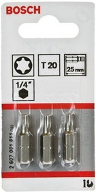 2607001611, Torx Screwdriver Bit, T20 Tip, 25 mm Overall