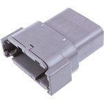 Socket, equipped, 12 pole, straight, 2 rows, gray, DTM04-12PA