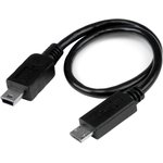 UMUSBOTG8IN, USB 2.0 Cable, Male Micro USB B to Male Mini USB B Cable, 200mm
