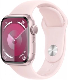 Фото 1/4 Смарт-часы Apple Watch Series 9 A2980 45мм OLED корп.розовый Sport Band рем.светло-розовый разм.брасл.:S/M (MR9G3LL/A)