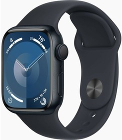 Фото 1/3 Смарт-часы Apple Watch Series 9 A2978 41мм OLED корп.темная ночь Sport Band рем.темная ночь (MR8X3LL/A)