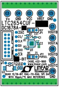 DC1678A-A, Data Conversion IC Development Tools Quad 16-/12-Bit Rail-to-Rail DACs with 10ppm/ C Max Reference