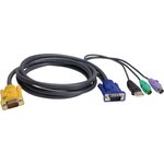 2L-5303UP, Male 6 Pin Mini-DIN, USB A, VGA to Male SPHD KVM Cable