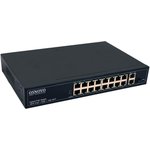 OSNOVO SW-61621 PoE Switch(300W) Fast Ethernet PoE Switch with 16 x RJ45 PoE + 2 ...