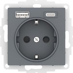 Systeme Electric AtlasDesign Грифель Розетка 16А с USB A+C (5В/2,4А/3 А, 2х5В/1,5А), мех