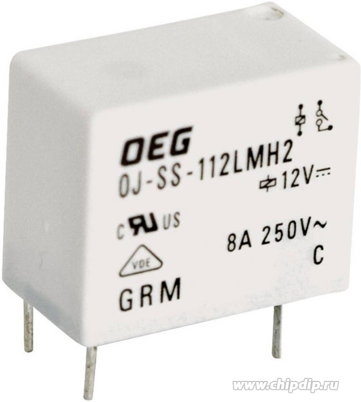 OJ-SS-112LMH2,005, Реле 1 замык. 12VDC, 8A/277VAC SPST-NO