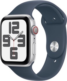 Фото 1/3 Смарт-часы Apple Watch SE 2023 A2723 44мм OLED корп.серебристый Sport Band рем.синий разм.брасл.:160-210мм (MREE3LL/A)