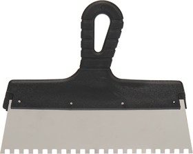 Фото 1/5 89-0223, Шпатель фасадный 250 мм зуб 6х6 нержавеющая сталь, пластмассовая ручка
