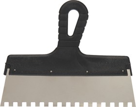 Фото 1/5 89-0228, Шпатель фасадный 250 мм зуб 8х8 нержавеющая сталь, пластмассовая ручка