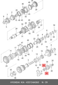 43313-4A060, Подшипник КПП HYUNDAI Porter шестерни промежуточной заднего хода игольчатый OE
