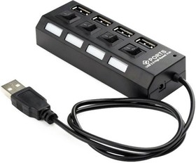 Фото 1/10 Концентратор USB 2.0 Gembird UHB-U2P4-02 с подсветкой и выключателем, 4 порта, блистер (UHB-U2P4-02)
