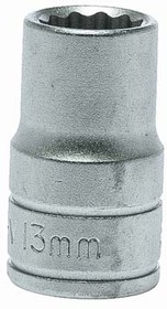 Фото 1/2 M120513-C, 1/2 in Drive 13mm Standard Socket, 12 point, 38 mm Overall Length