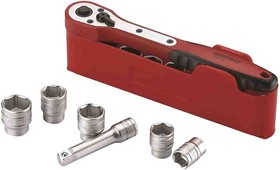 M3812N1, 12-Piece Metric 3/8 in Standard Socket Set with Ratchet, 6 point