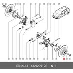 432020912R, Диск тормозной задний с подшипником Renault Megane IV 1.8t RS 18